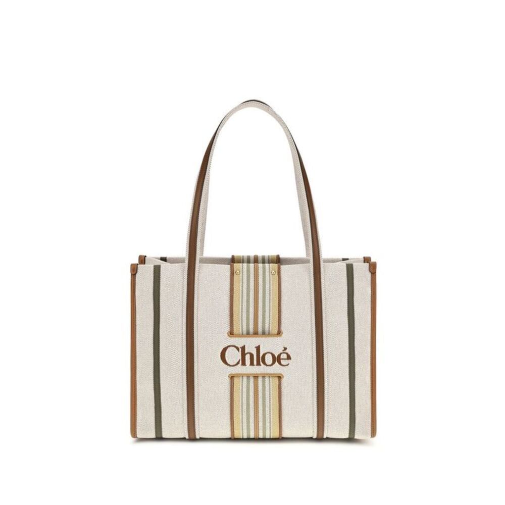 Chloé Beige Cotton Shoulder Women's Bag
